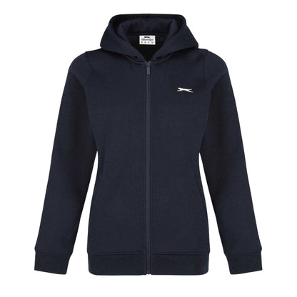 Navy - Front - Slazenger Womens-Ladies Logo Fitted Full Zip Hoodie