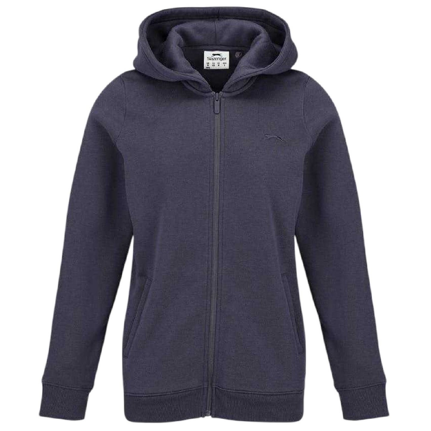 Charcoal - Front - Slazenger Womens-Ladies Logo Fitted Full Zip Hoodie