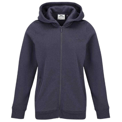 Charcoal - Front - Slazenger Womens-Ladies Logo Fitted Full Zip Hoodie
