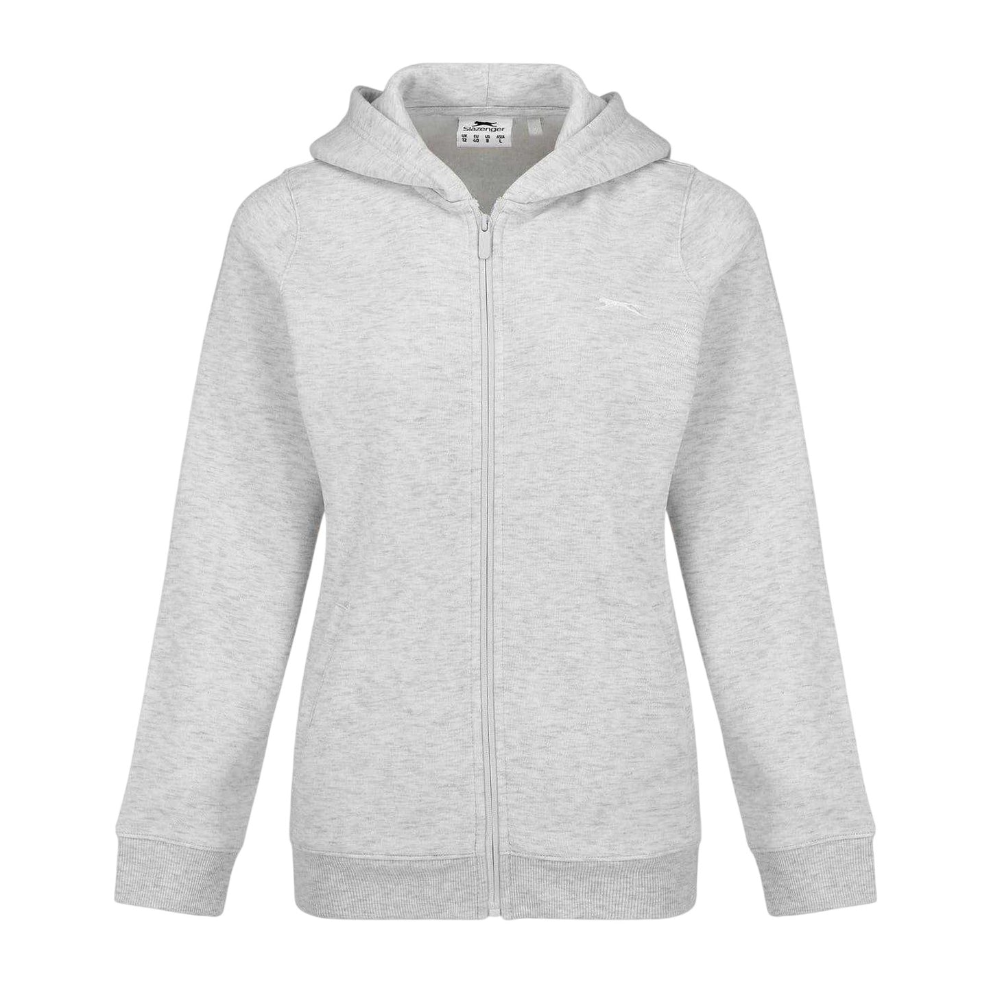 Ice Marl Marl - Front - Slazenger Womens-Ladies Logo Fitted Full Zip Hoodie