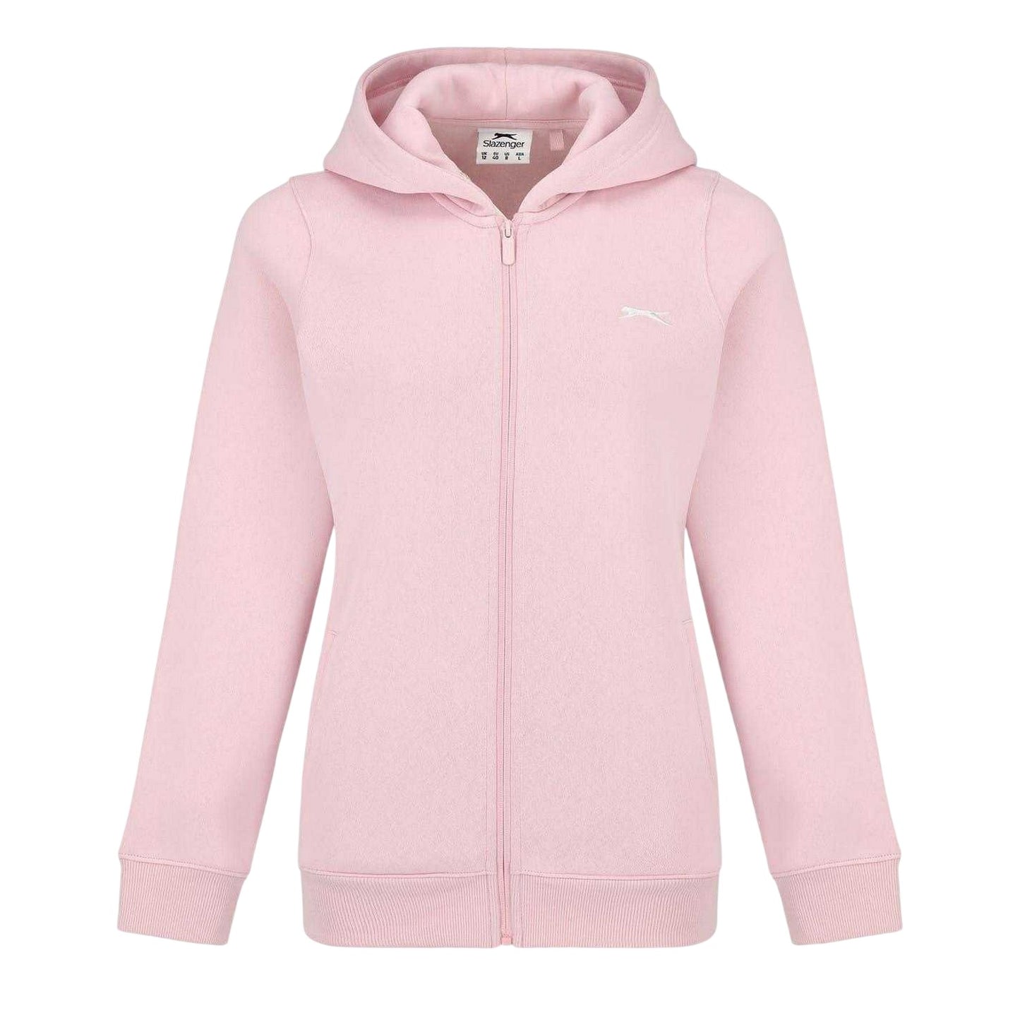 Baby Pink - Front - Slazenger Womens-Ladies Logo Fitted Full Zip Hoodie