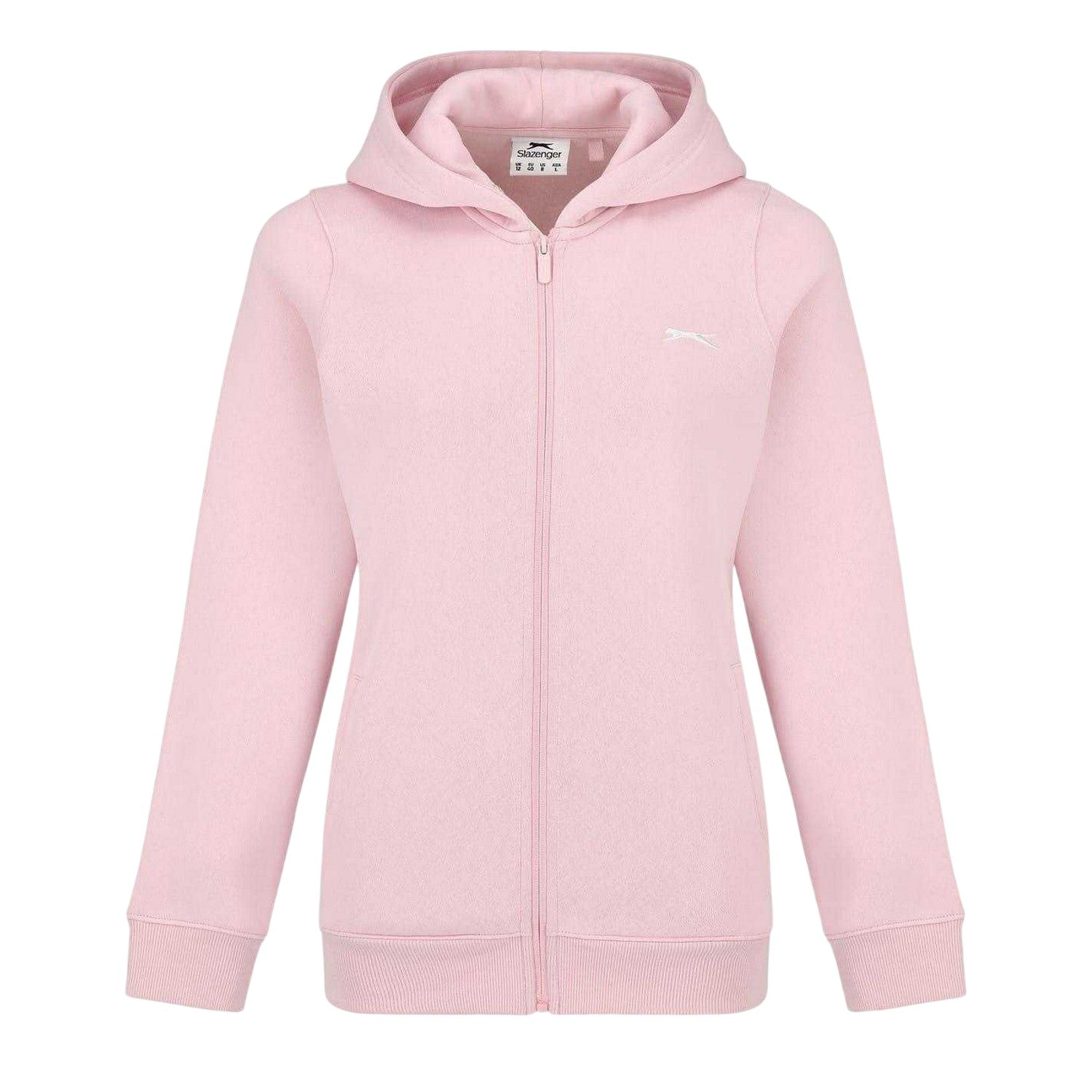 Baby Pink - Front - Slazenger Womens-Ladies Logo Fitted Full Zip Hoodie