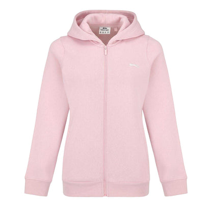 Baby Pink - Front - Slazenger Womens-Ladies Logo Fitted Full Zip Hoodie