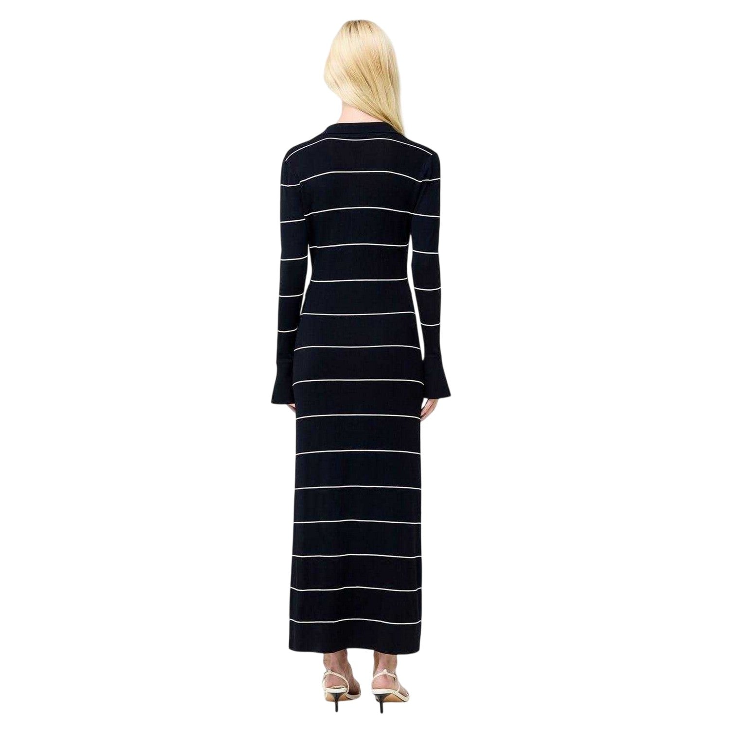 Blue - Back - French Connection Womens-Ladies Ottie Striped Knitted Knitted Bell Sleeve Maxi Dress
