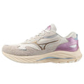 White Sand-Gold-Sky Blue - Back - Mizuno Mens Wave Rider Beta Sportstyle Suede Trainers