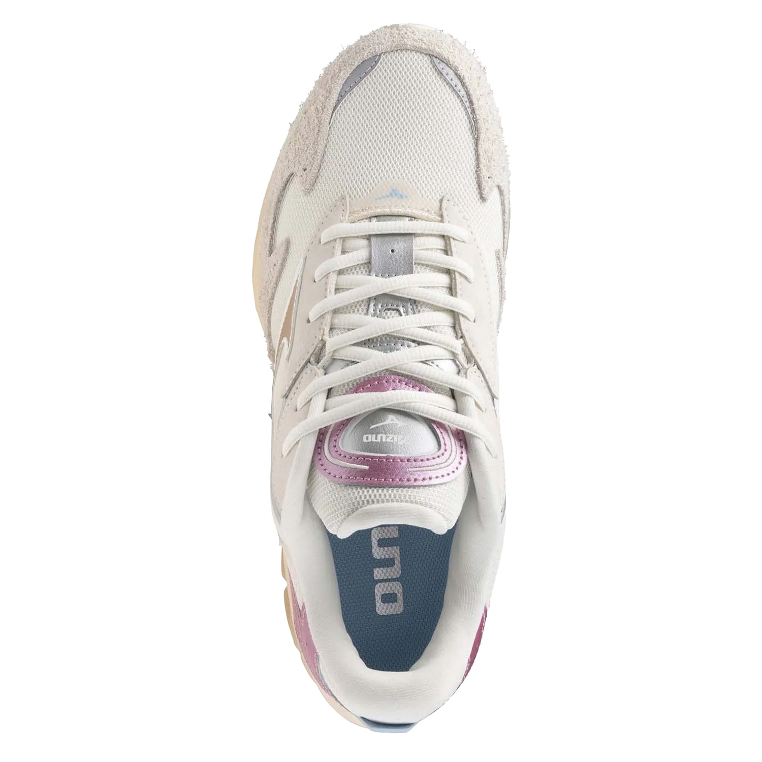 White Sand-Gold-Sky Blue - Side - Mizuno Mens Wave Rider Beta Sportstyle Suede Trainers