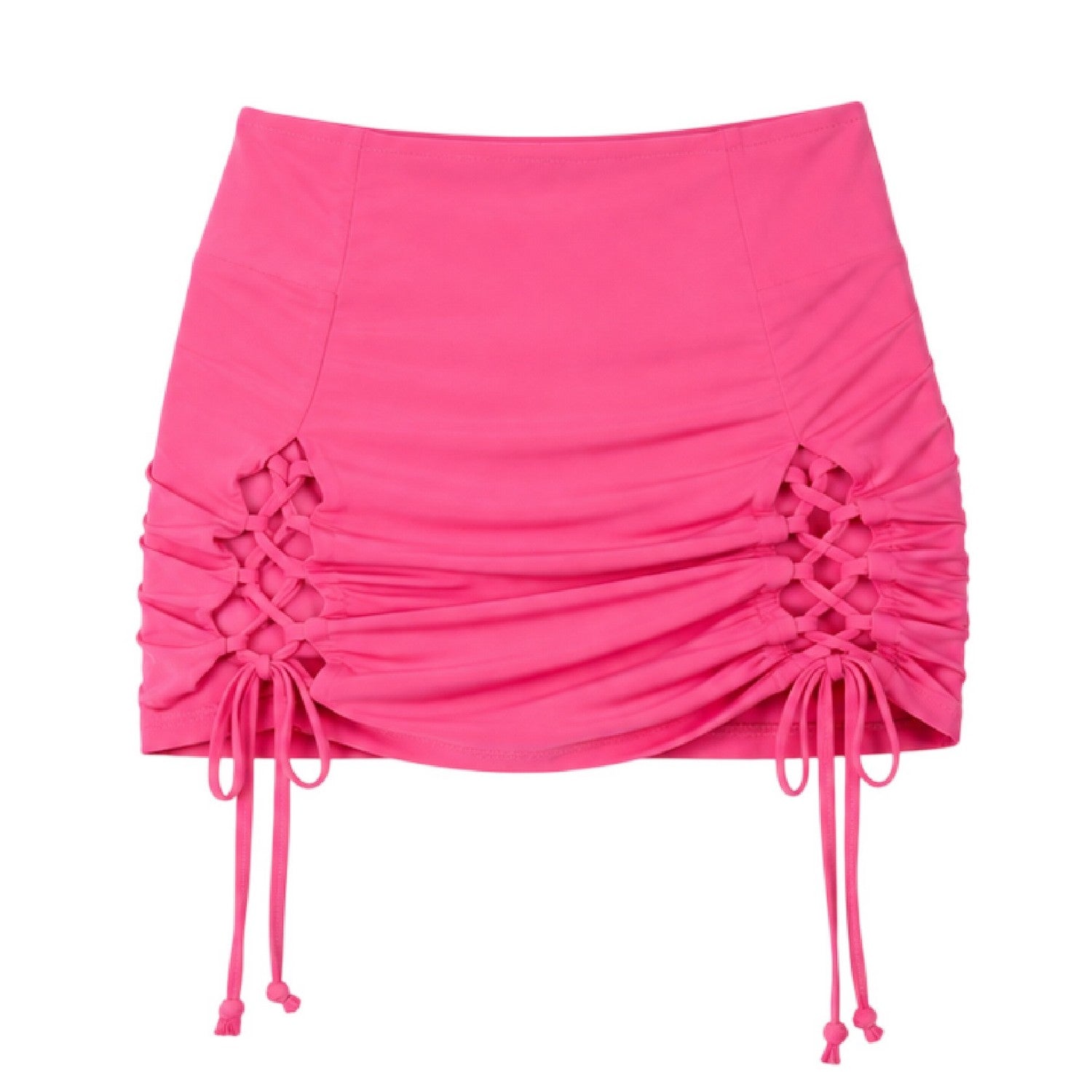 Pink - Front - Missy Empire Womens-Ladies Lace Up High Waist Mini Skirt