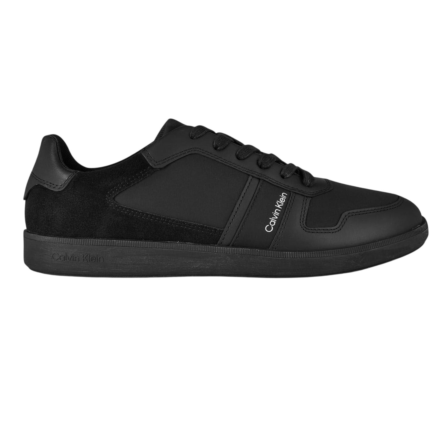 Black - Front - Calvin Klein Mens Up Mix Logo Lace Up Trainers