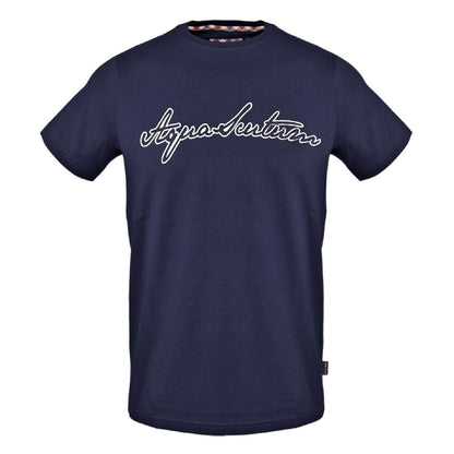 Navy - Front - Aquascutum Mens Lettering Logo T-Shirt