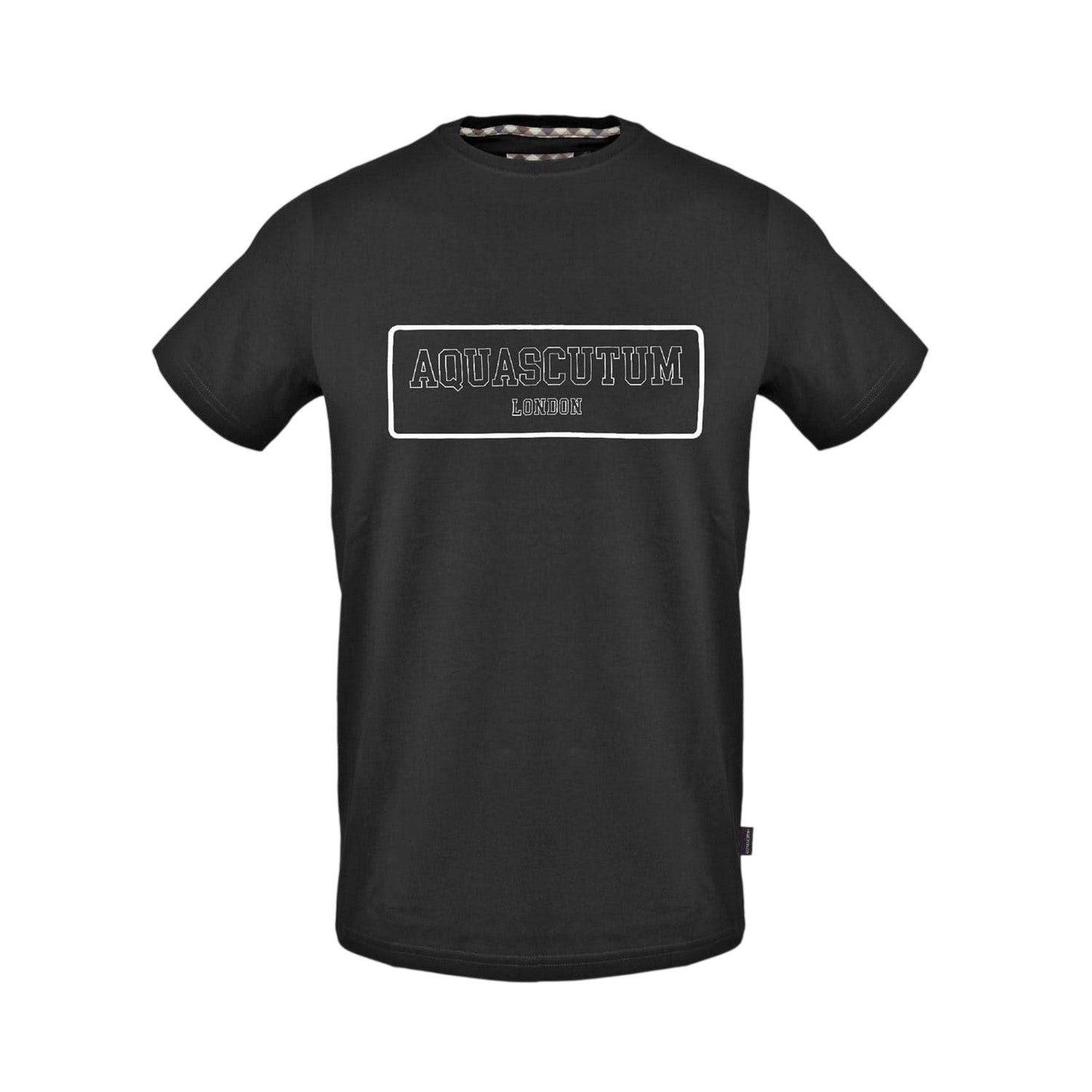 Black - Front - Aquascutum Mens Lettering Crew Neck T-Shirt