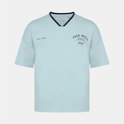 Baby Blue - Front - Jack Wills Mens V Neck T-Shirt