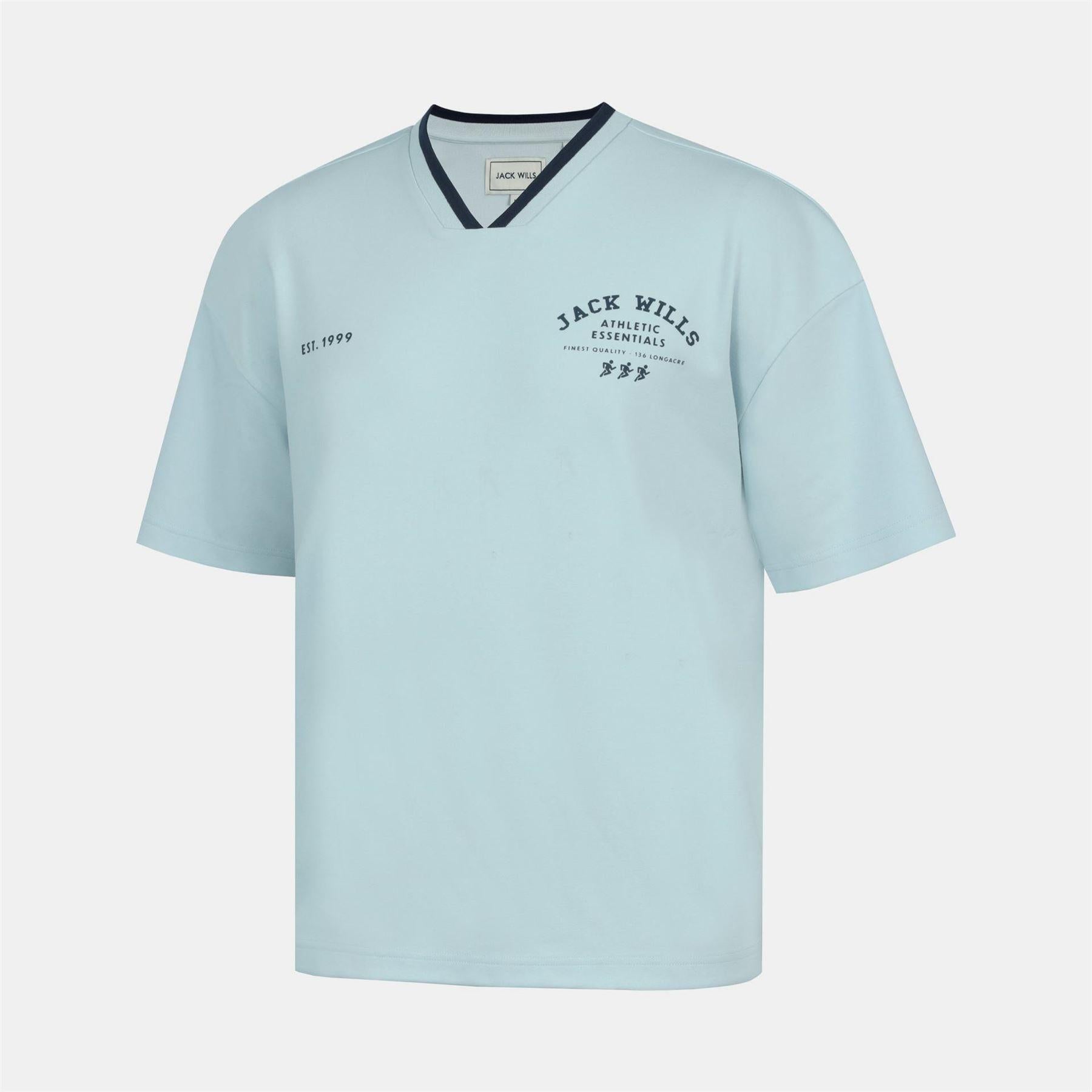 Baby Blue - Back - Jack Wills Mens V Neck T-Shirt