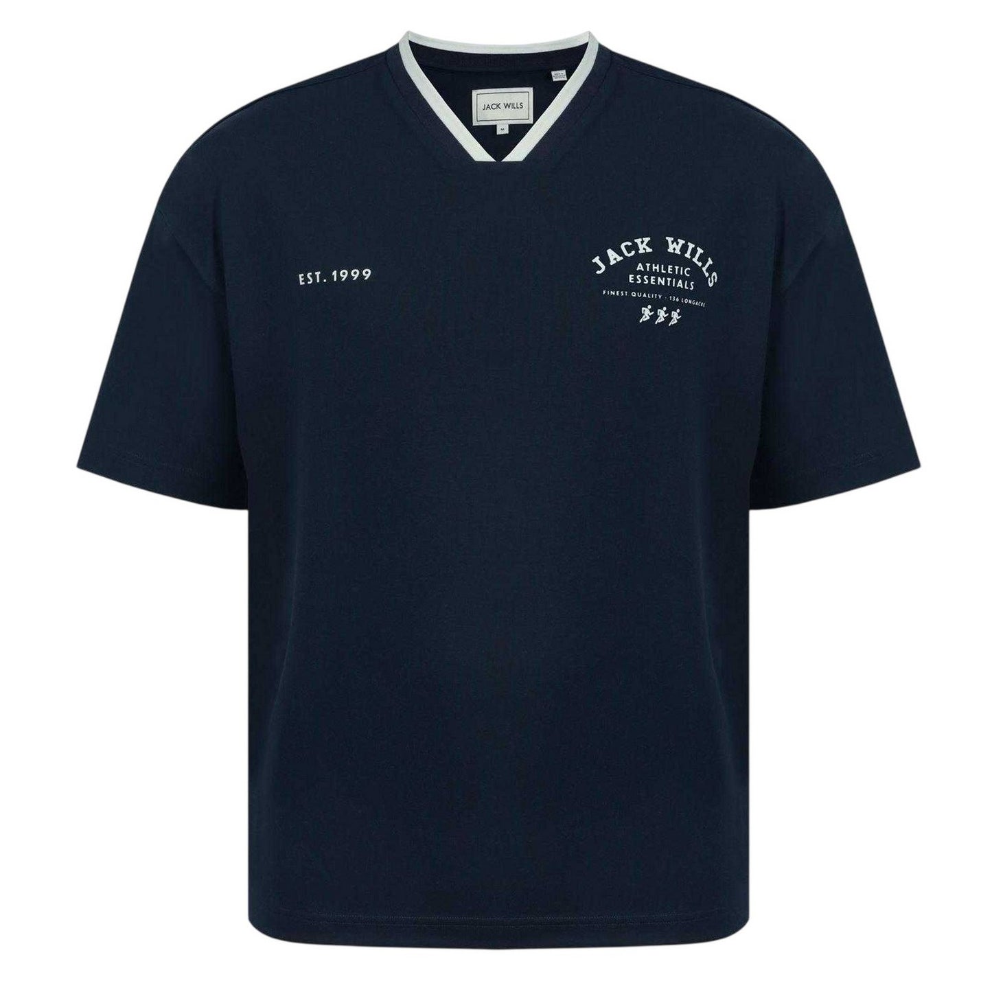 Navy - Front - Jack Wills Mens V Neck T-Shirt