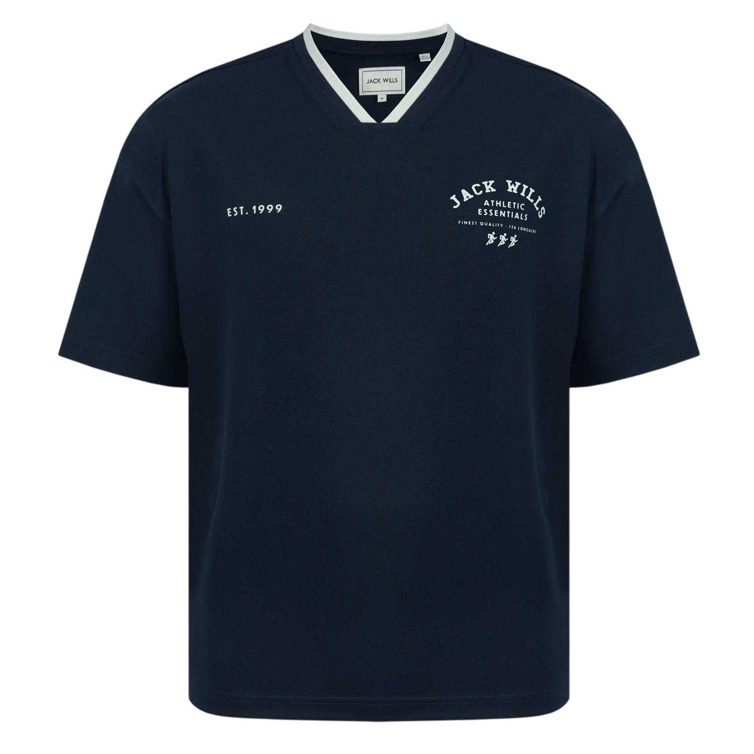 Navy - Front - Jack Wills Mens V Neck T-Shirt