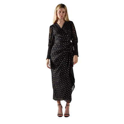 Black - Front - Glamorous Womens-Ladies Spotted Polyester Maxi Dress