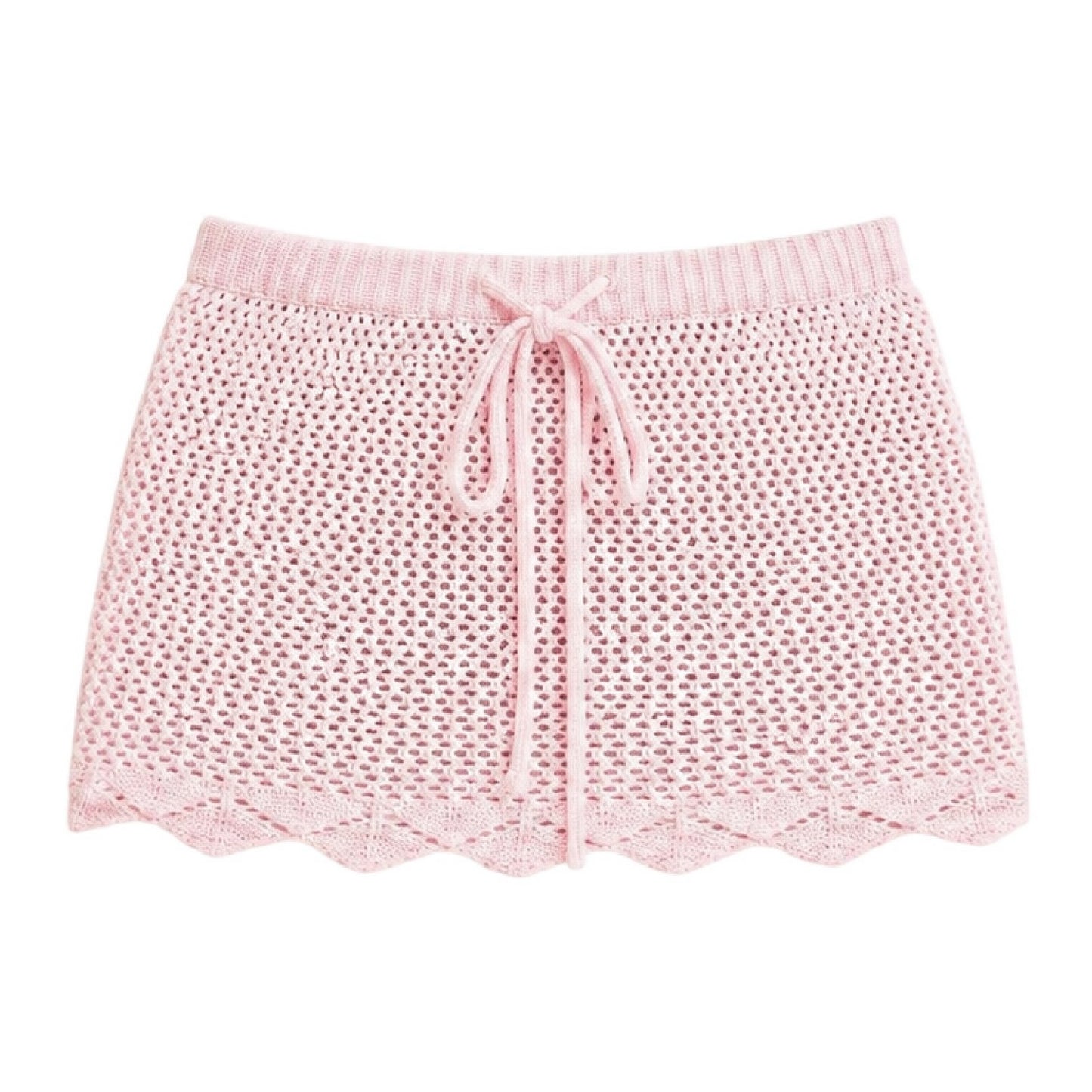 Pink - Front - Missy Empire Womens-Ladies Crochet Mini Skirt