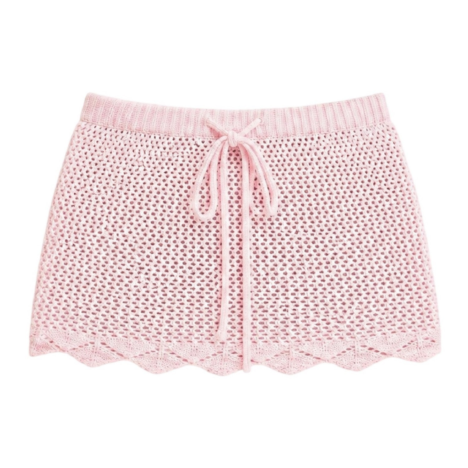 Pink - Front - Missy Empire Womens-Ladies Crochet Mini Skirt