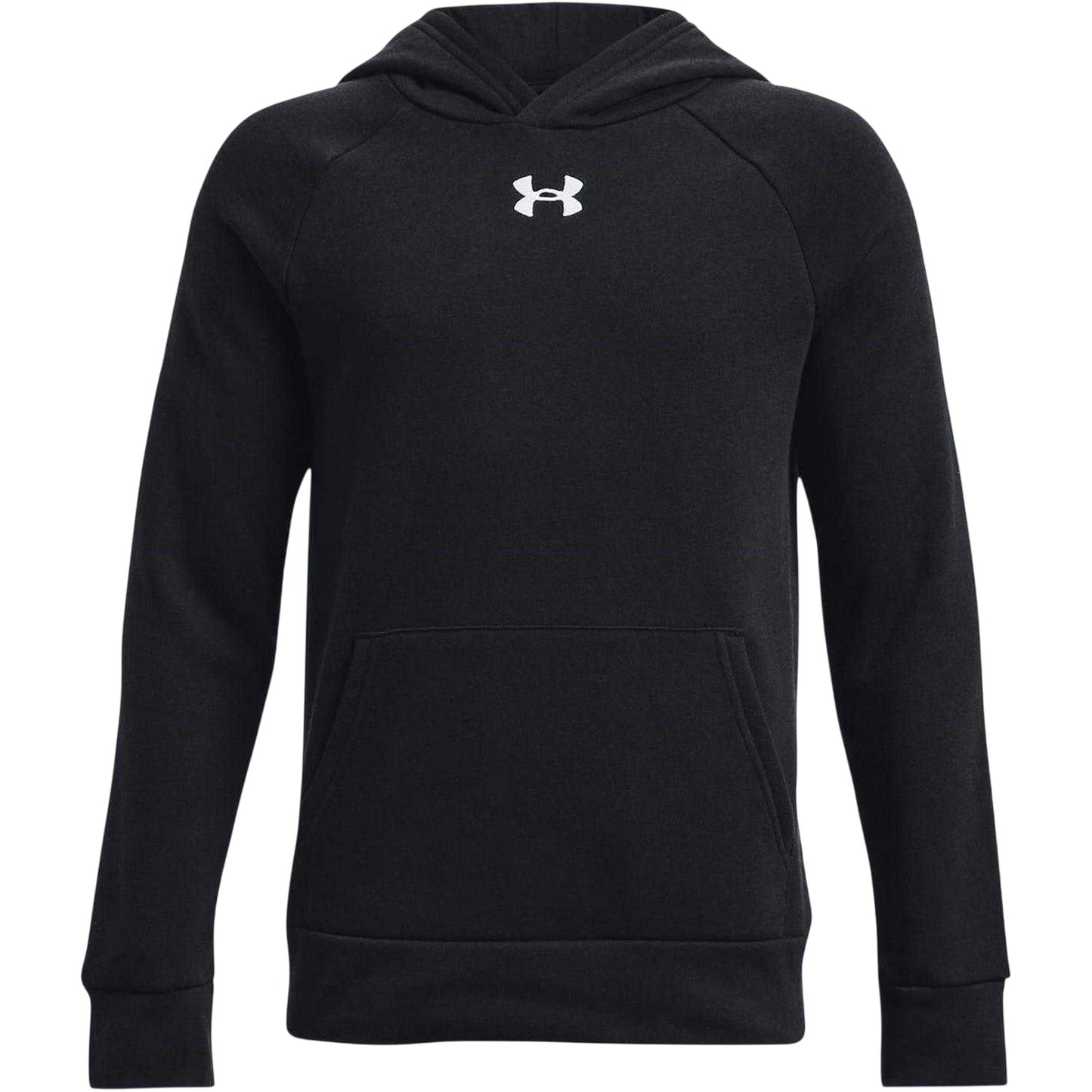 Black - Front - Under Armour Boys Rival Fleece Overhead Raglan Hoodie