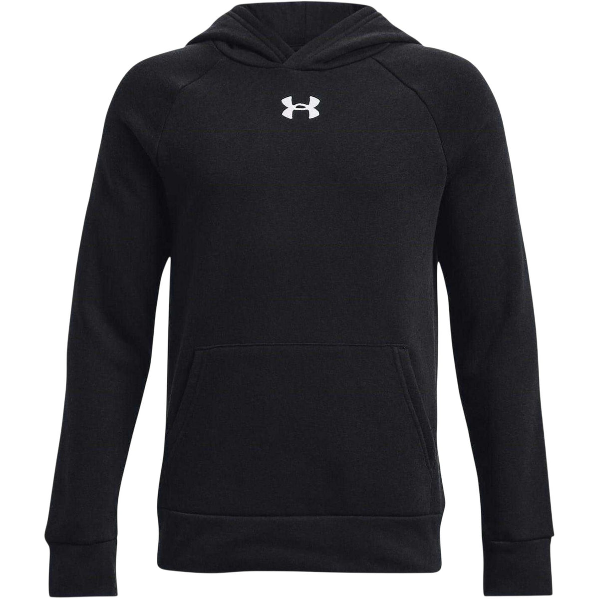 Black - Front - Under Armour Boys Rival Fleece Overhead Raglan Hoodie