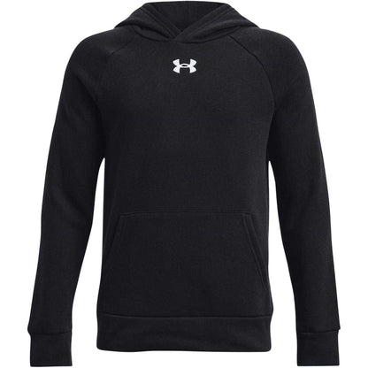 Black - Front - Under Armour Boys Rival Fleece Overhead Raglan Hoodie