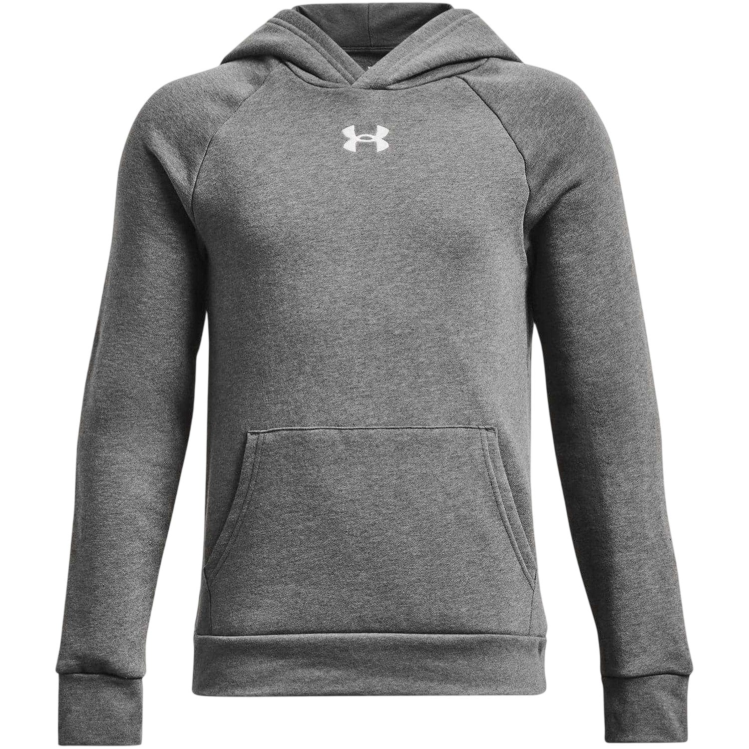 Light Grey Heather Marl - Front - Under Armour Boys Rival Fleece Overhead Raglan Hoodie