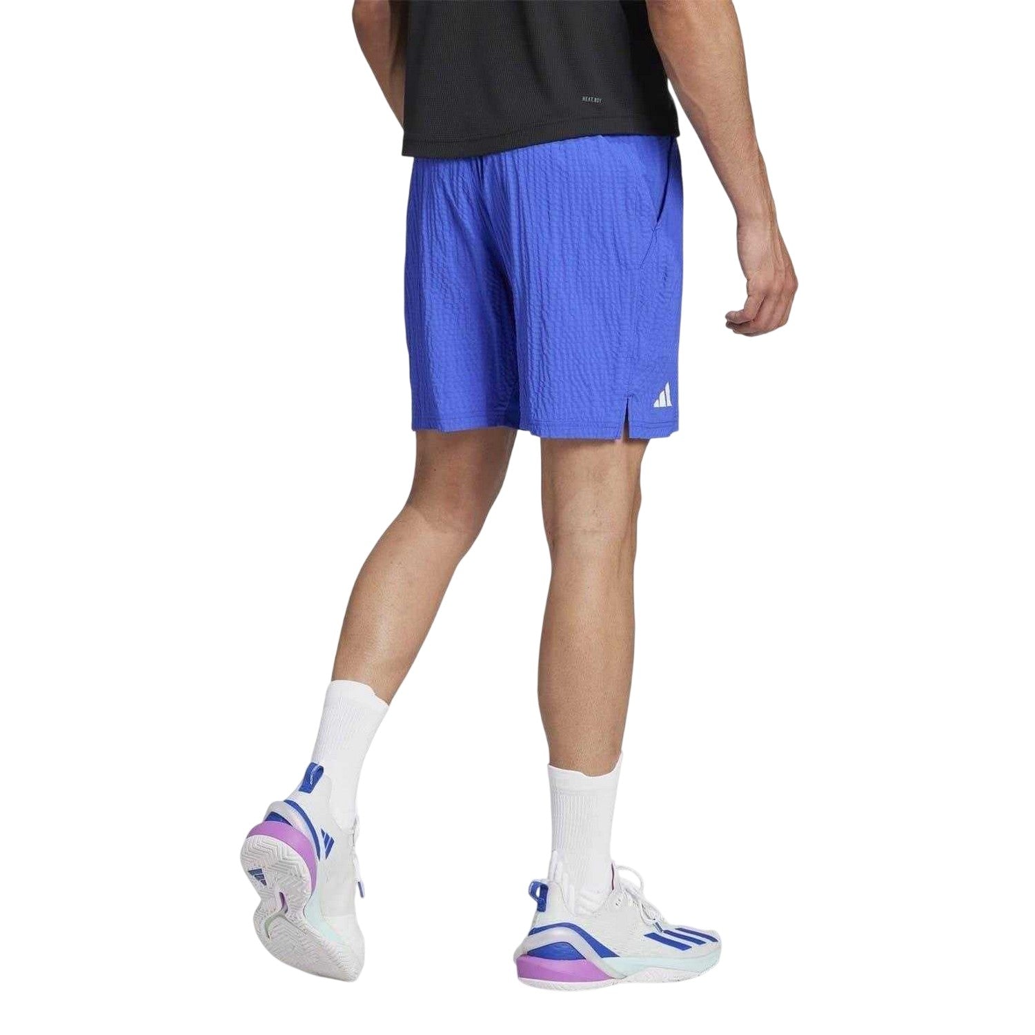 Lucid Blue - Back - Adidas Mens Ergo Seersucker Tennis Shorts