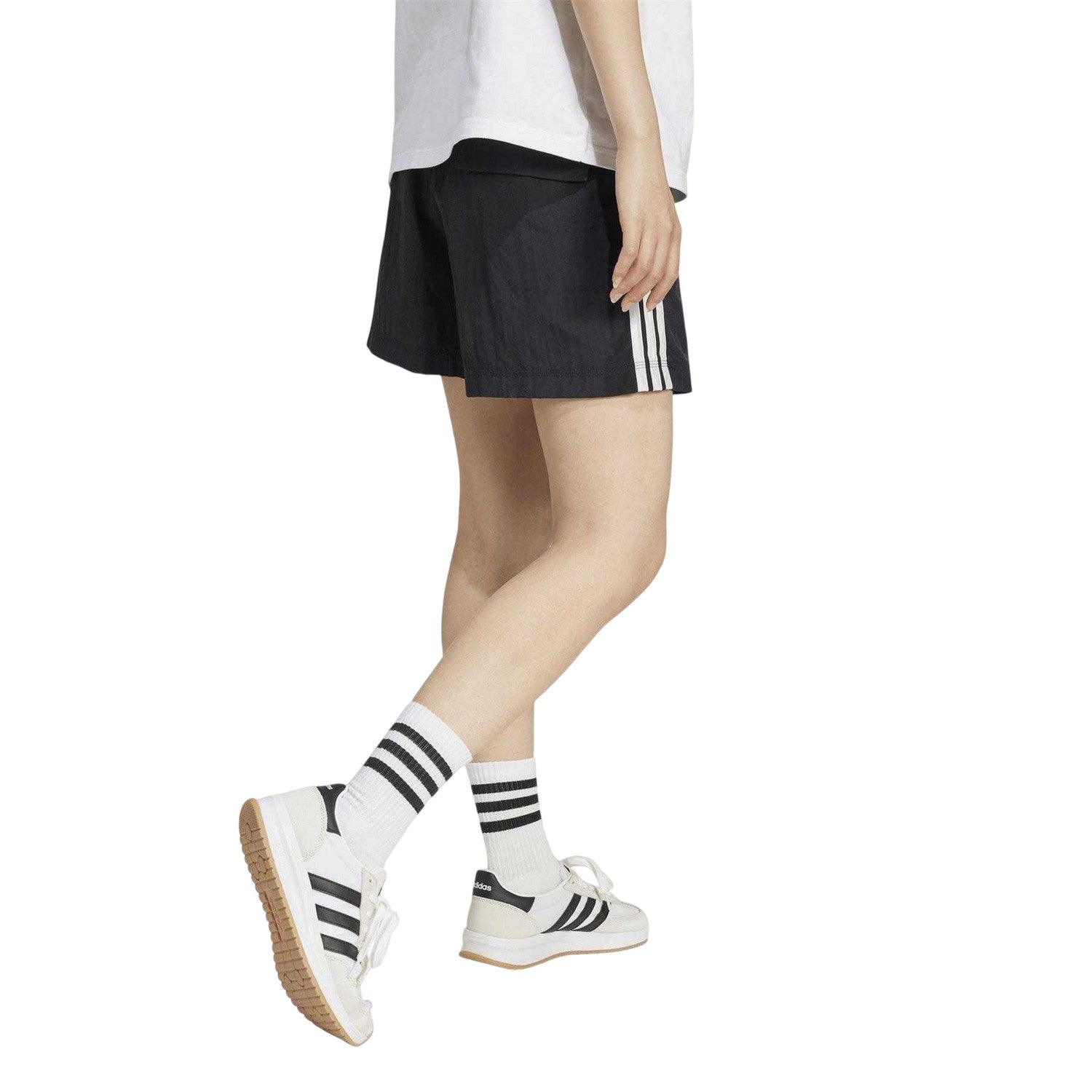 Black-White - Back - Adidas Womens-Ladies Track Shorts