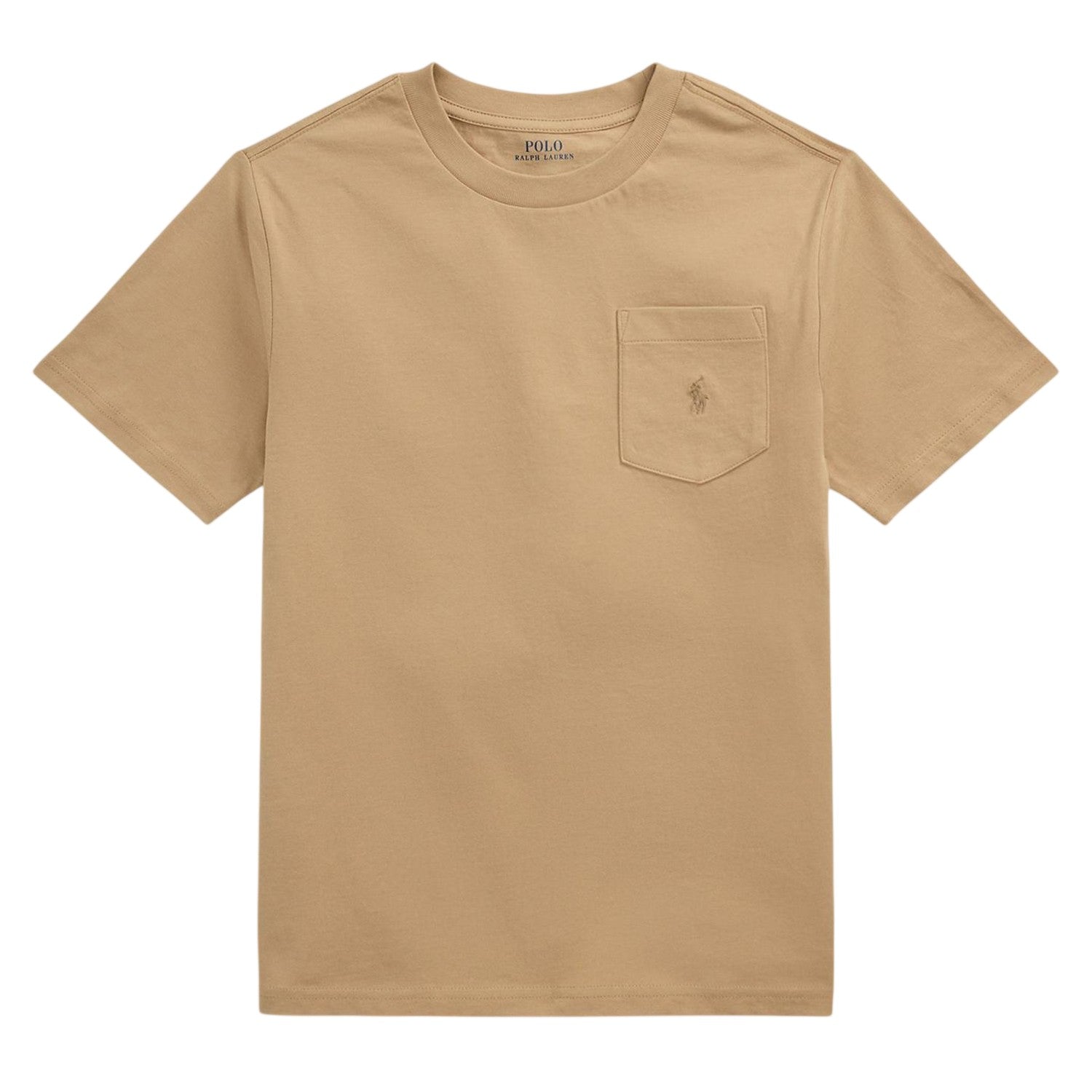 Vintage Khaki - Front - Ralph Lauren Childrens-Kids Embroidered Pocket Regular T-Shirt