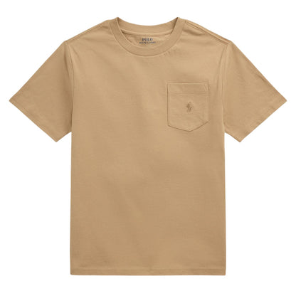 Vintage Khaki - Front - Ralph Lauren Childrens-Kids Embroidered Pocket Regular T-Shirt