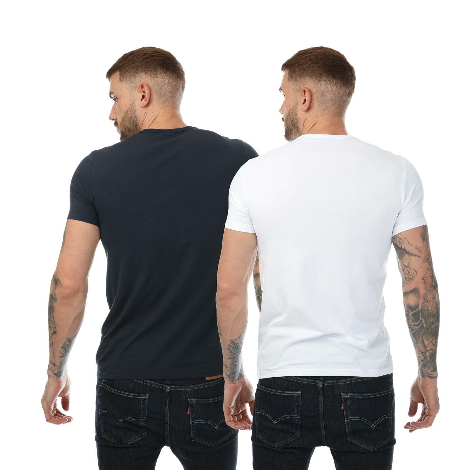 White-Black - Back - Emporio Armani Mens Crew Neck Lounge T-Shirt (Pack of 2)