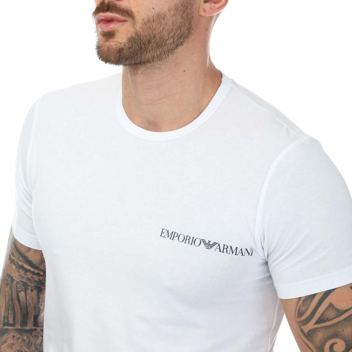 White-Black - Lifestyle - Emporio Armani Mens Crew Neck Lounge T-Shirt (Pack of 2)
