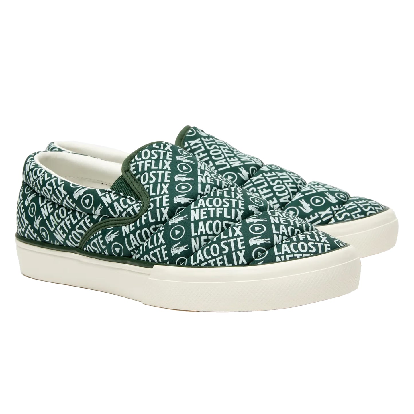 White - Pack Shot - Lacoste Womens-Ladies Netflix Serve Slip-on Trainers