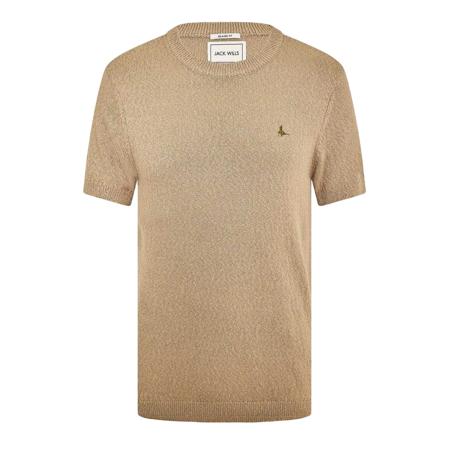 Khaki - Front - Jack Wills Mens Knitted T-Shirt