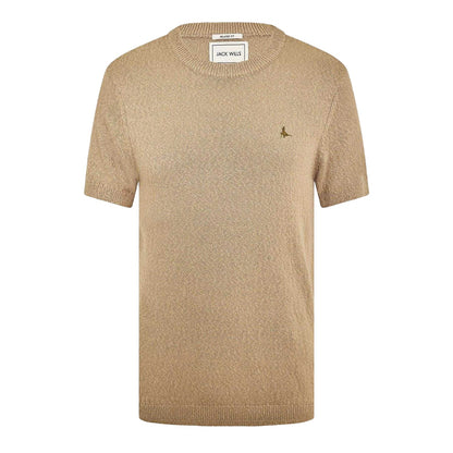 Khaki - Front - Jack Wills Mens Knitted T-Shirt