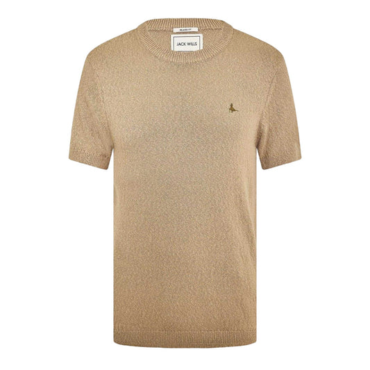 Khaki - Front - Jack Wills Mens Knitted T-Shirt