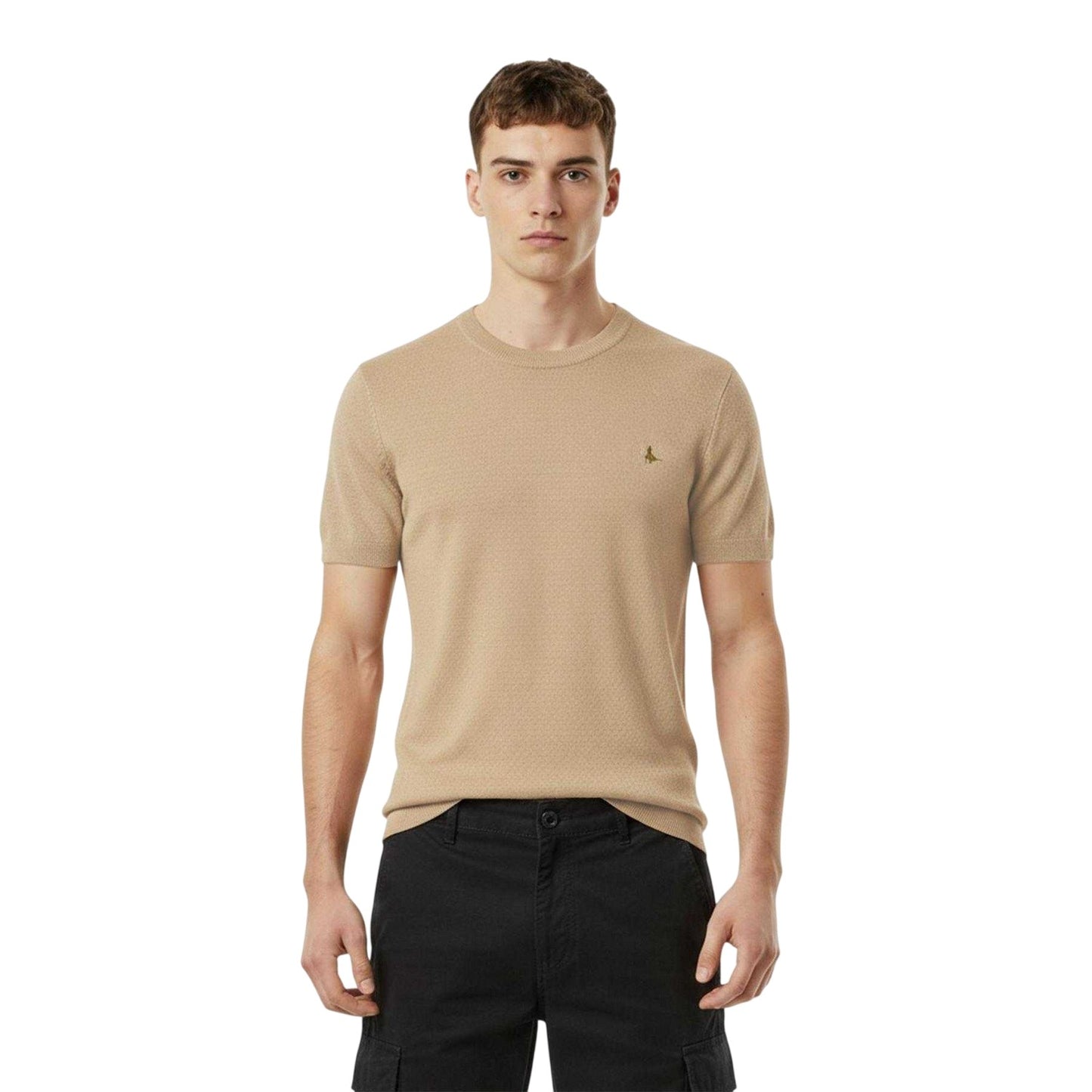 Khaki - Side - Jack Wills Mens Knitted T-Shirt
