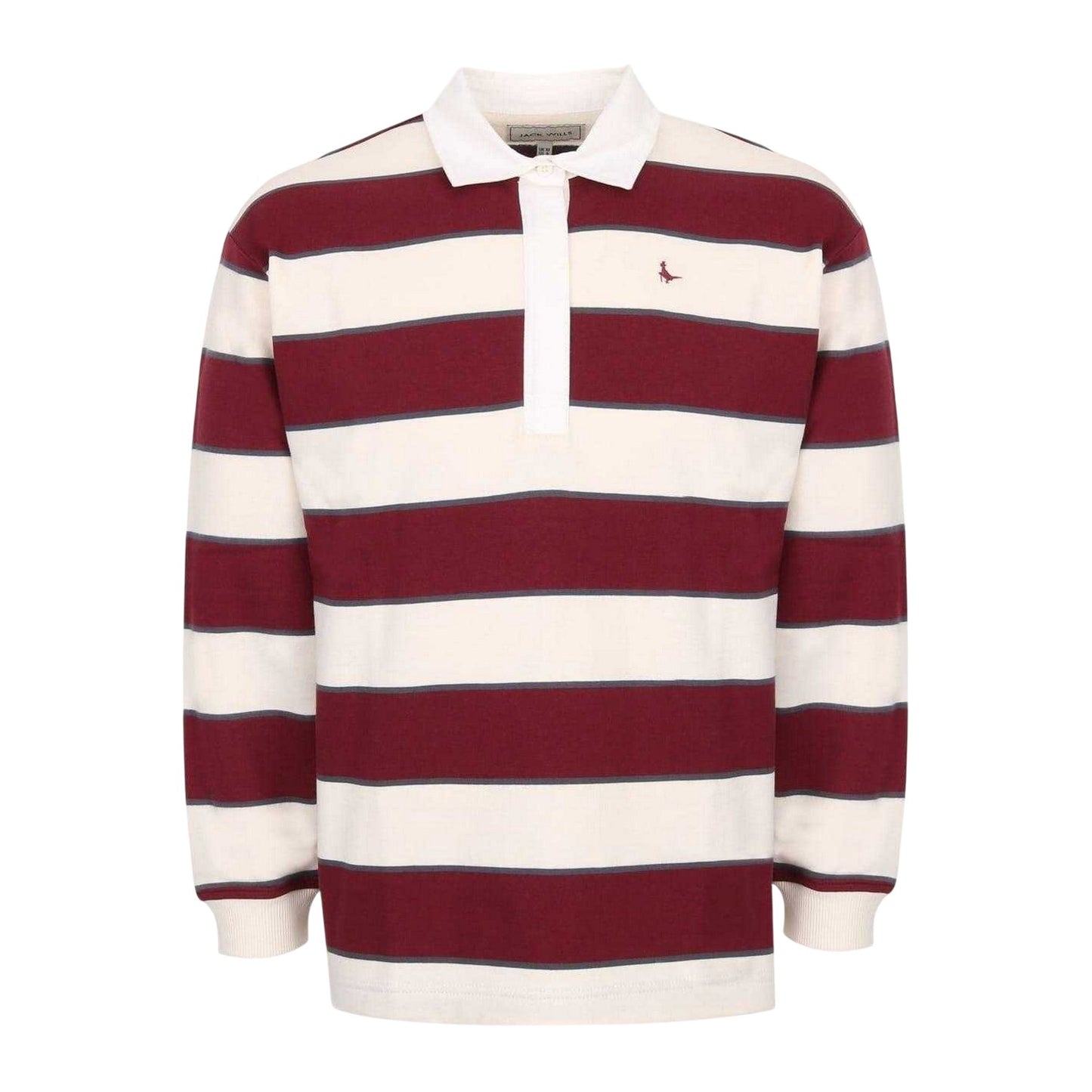 Burgundy-Navy - Front - Jack Wills Womens-Ladies Stripe Polo Shirt