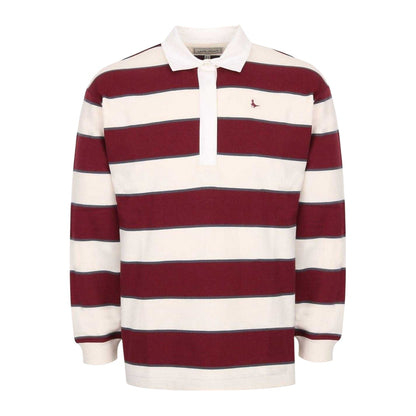 Burgundy-Navy - Front - Jack Wills Womens-Ladies Stripe Polo Shirt