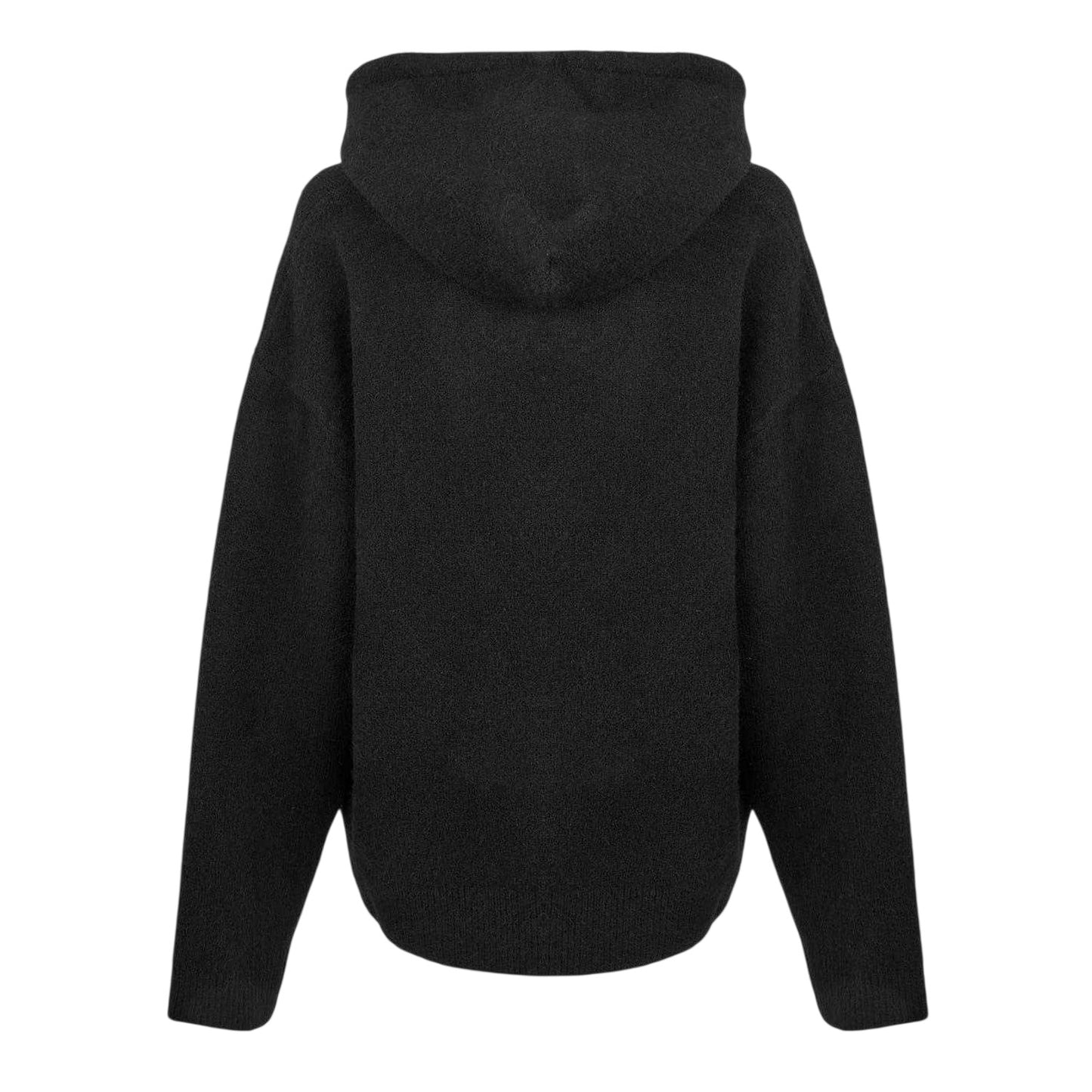 Black - Back - The Couture Club Womens-Ladies Fluffy Knitted Hoodie