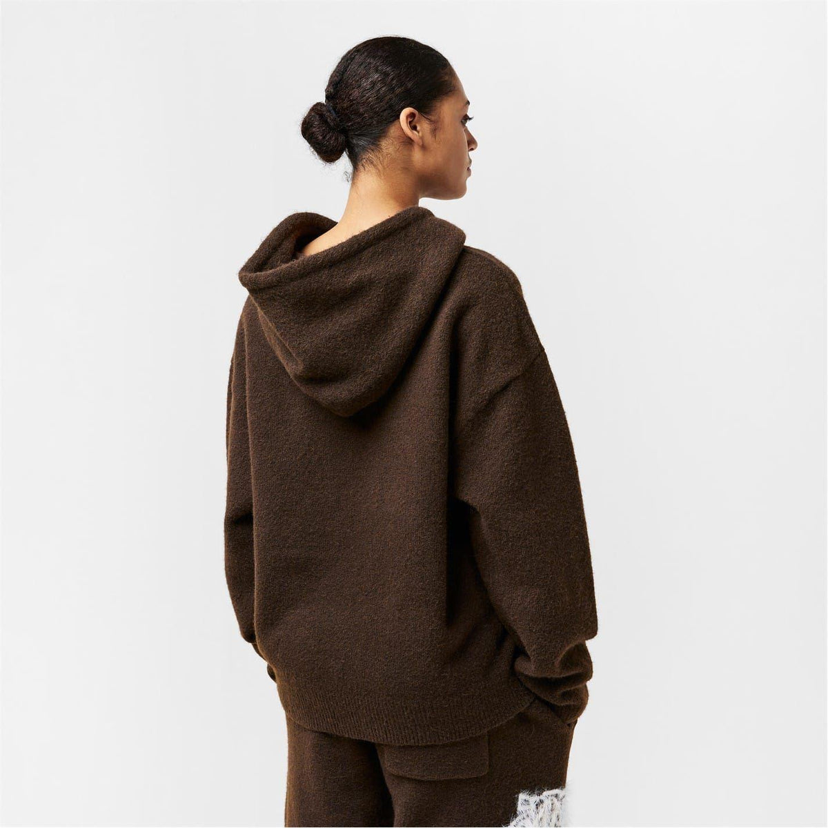 Brown - Lifestyle - The Couture Club Womens-Ladies Fluffy Knitted Hoodie