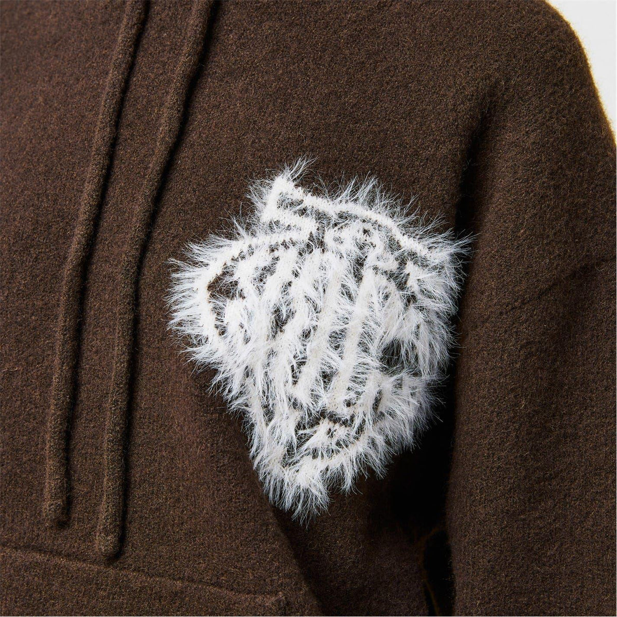 Brown - Pack Shot - The Couture Club Womens-Ladies Fluffy Knitted Hoodie