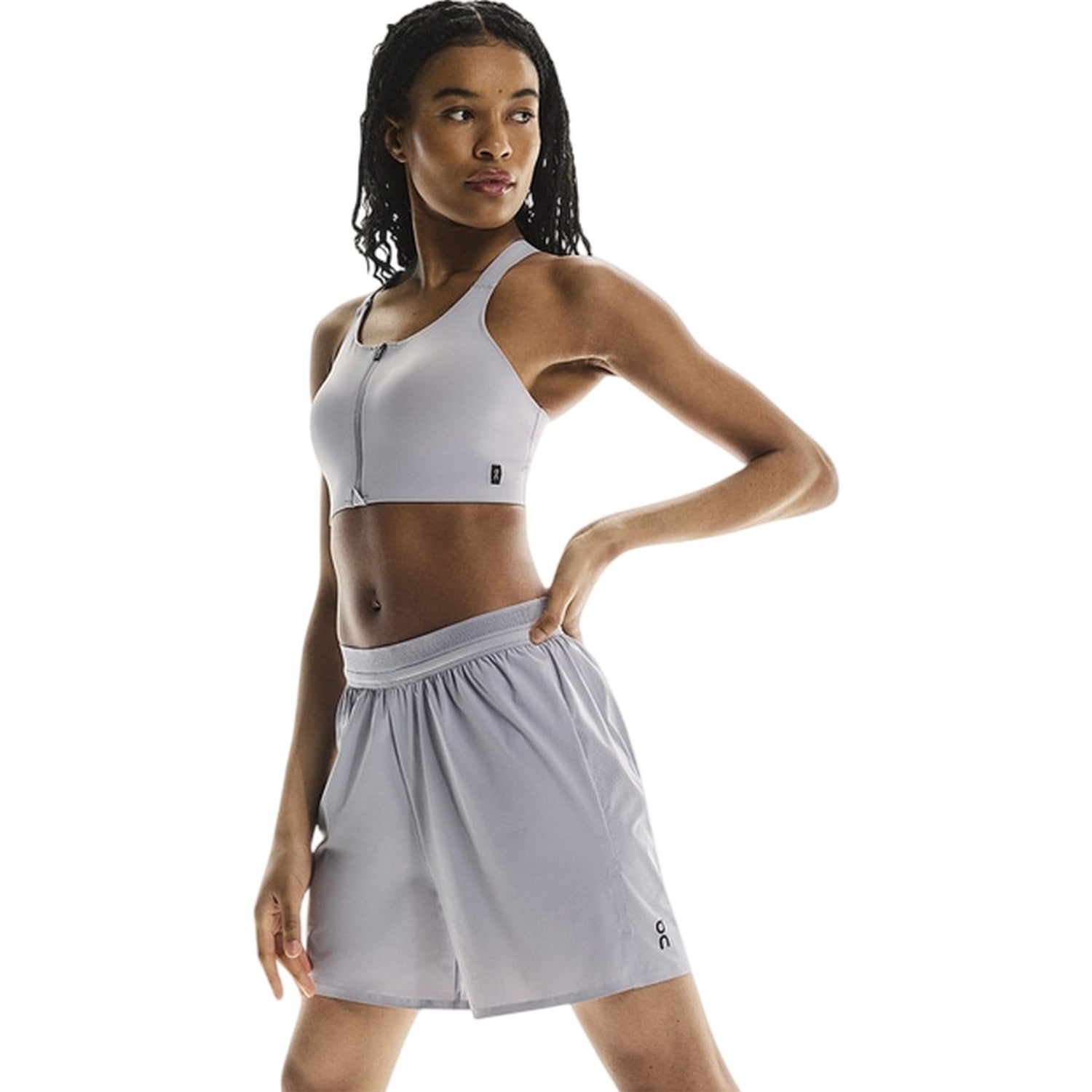 Lilac - Side - On Running Womens-Ladies Performance Elasticated Waist Running Shorts