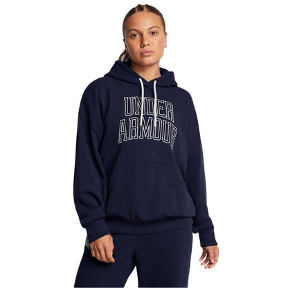 Blue - Side - Under Armour Womens-Ladies Icon Icon Drop Shoulder Oversized Hoodie