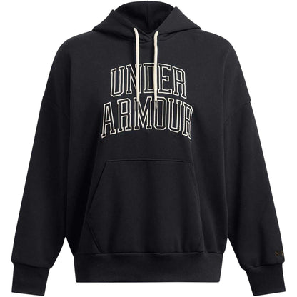 Black - Front - Under Armour Womens-Ladies Icon Icon Drop Shoulder Oversized Hoodie