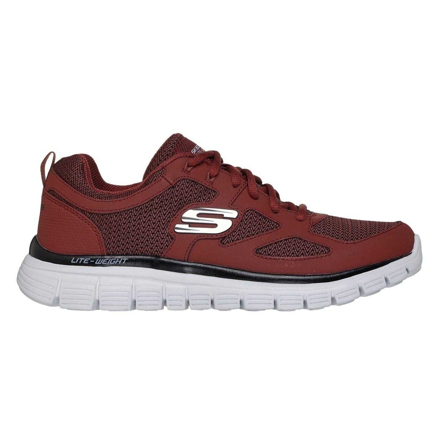 Burgundy - Side - Skechers Mens Burns Agoura Trubuck Leather Trainers