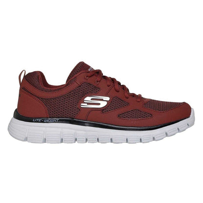 Burgundy - Side - Skechers Mens Burns Agoura Trubuck Leather Trainers