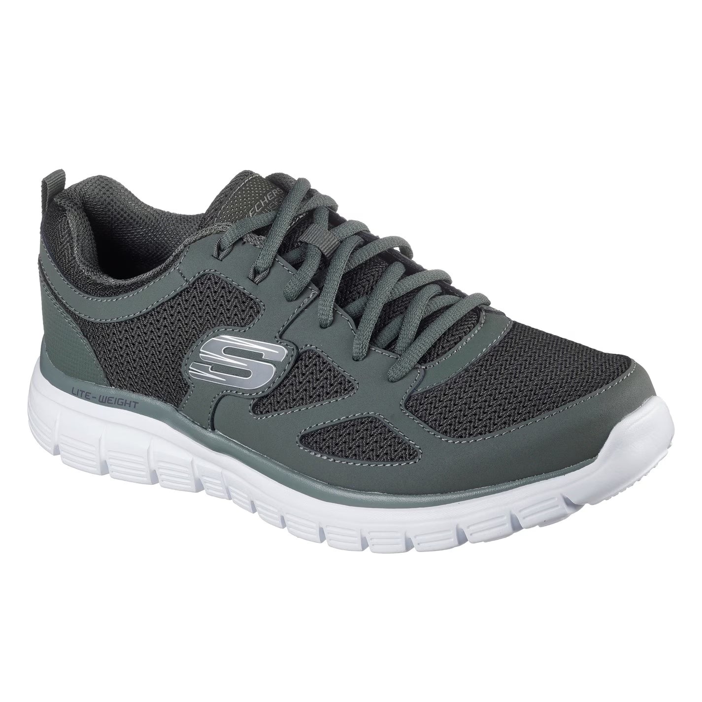 Olive - Front - Skechers Mens Burns Agoura Trubuck Leather Trainers