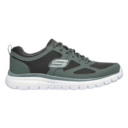 Olive - Side - Skechers Mens Burns Agoura Trubuck Leather Trainers
