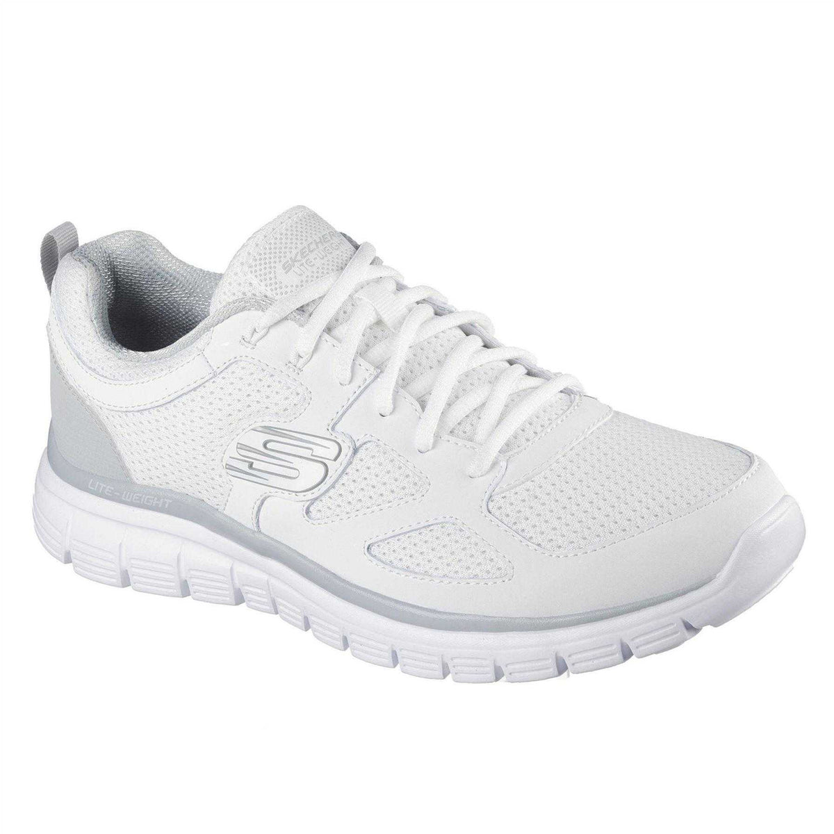 White - Front - Skechers Mens Burns Agoura Trubuck Leather Trainers