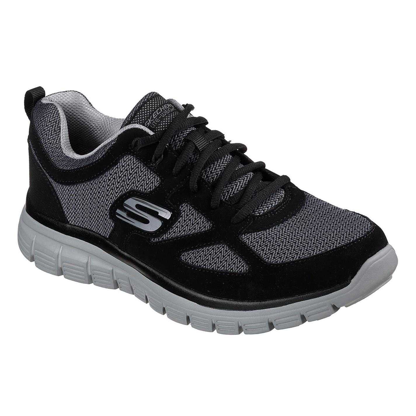 Black-Grey - Front - Skechers Mens Burns Agoura Trubuck Leather Trainers